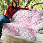White Pink Marble Print Quilt