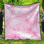 White Pink Marble Print Quilt
