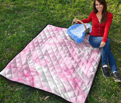 White Pink Marble Print Quilt