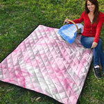 White Pink Marble Print Quilt