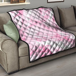White Pink Marble Print Quilt
