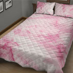 White Pink Marble Print Quilt Bed Set