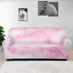 White Pink Marble Print Sofa Cover