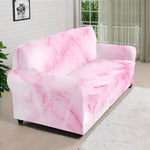 White Pink Marble Print Sofa Cover