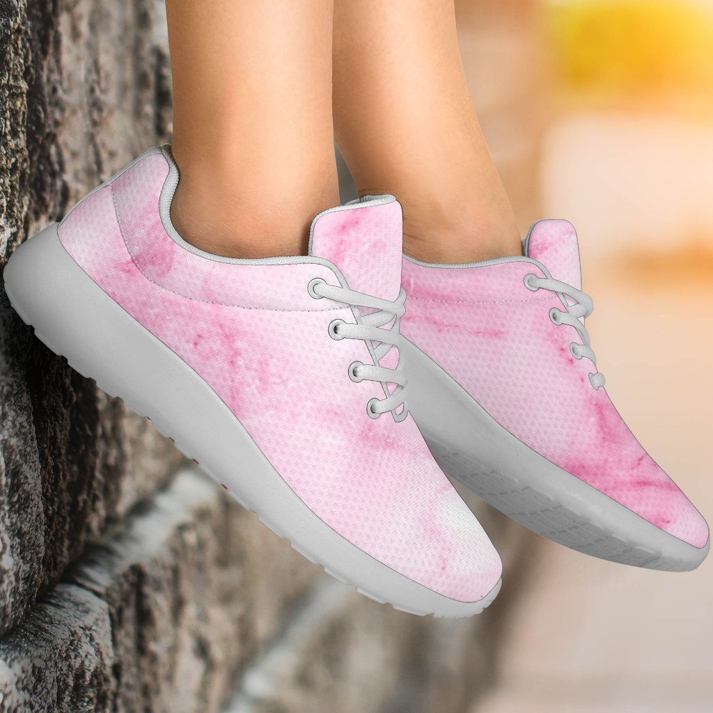 White Pink Marble Print Sport Shoes GearFrost