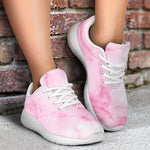 White Pink Marble Print Sport Shoes GearFrost