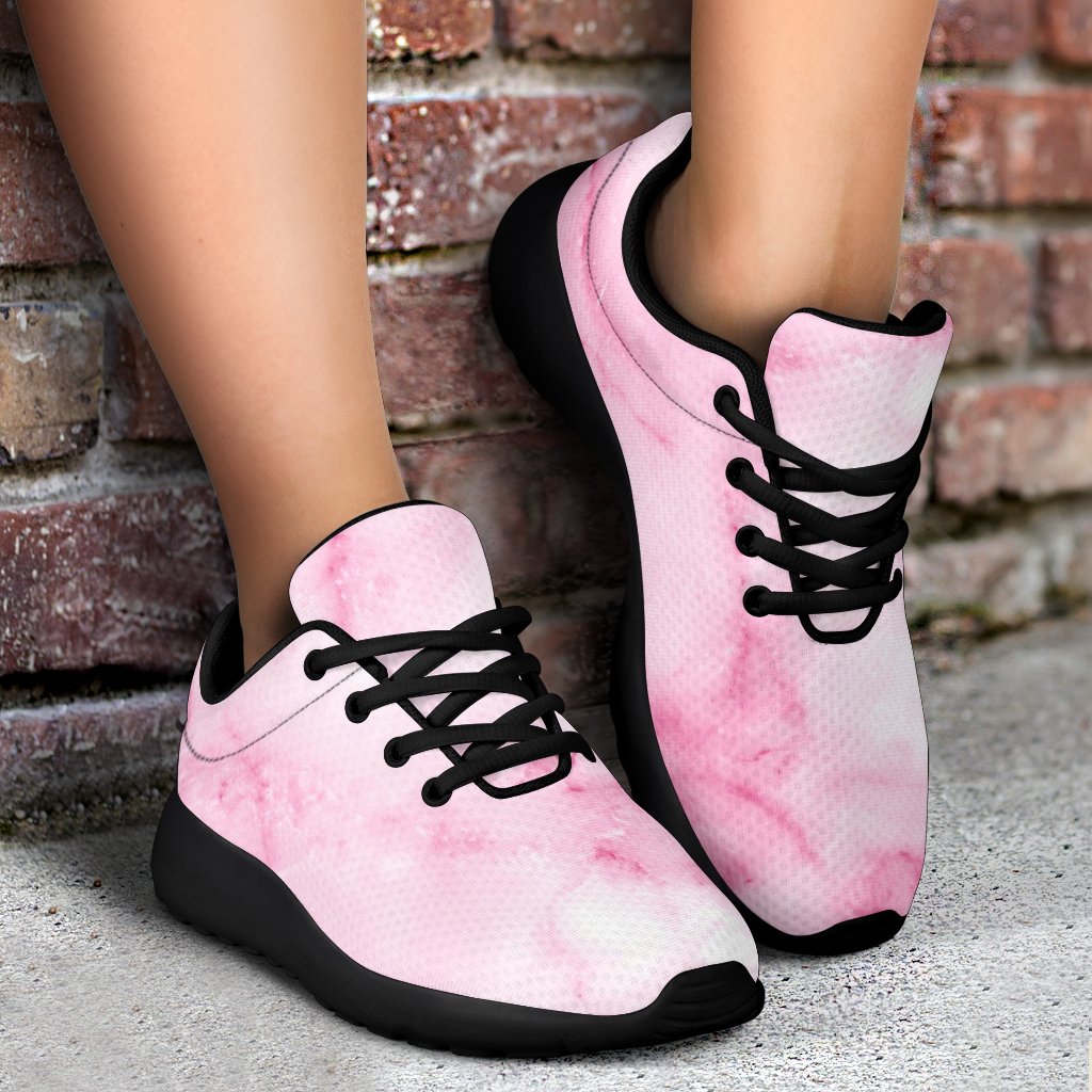 White Pink Marble Print Sport Shoes GearFrost