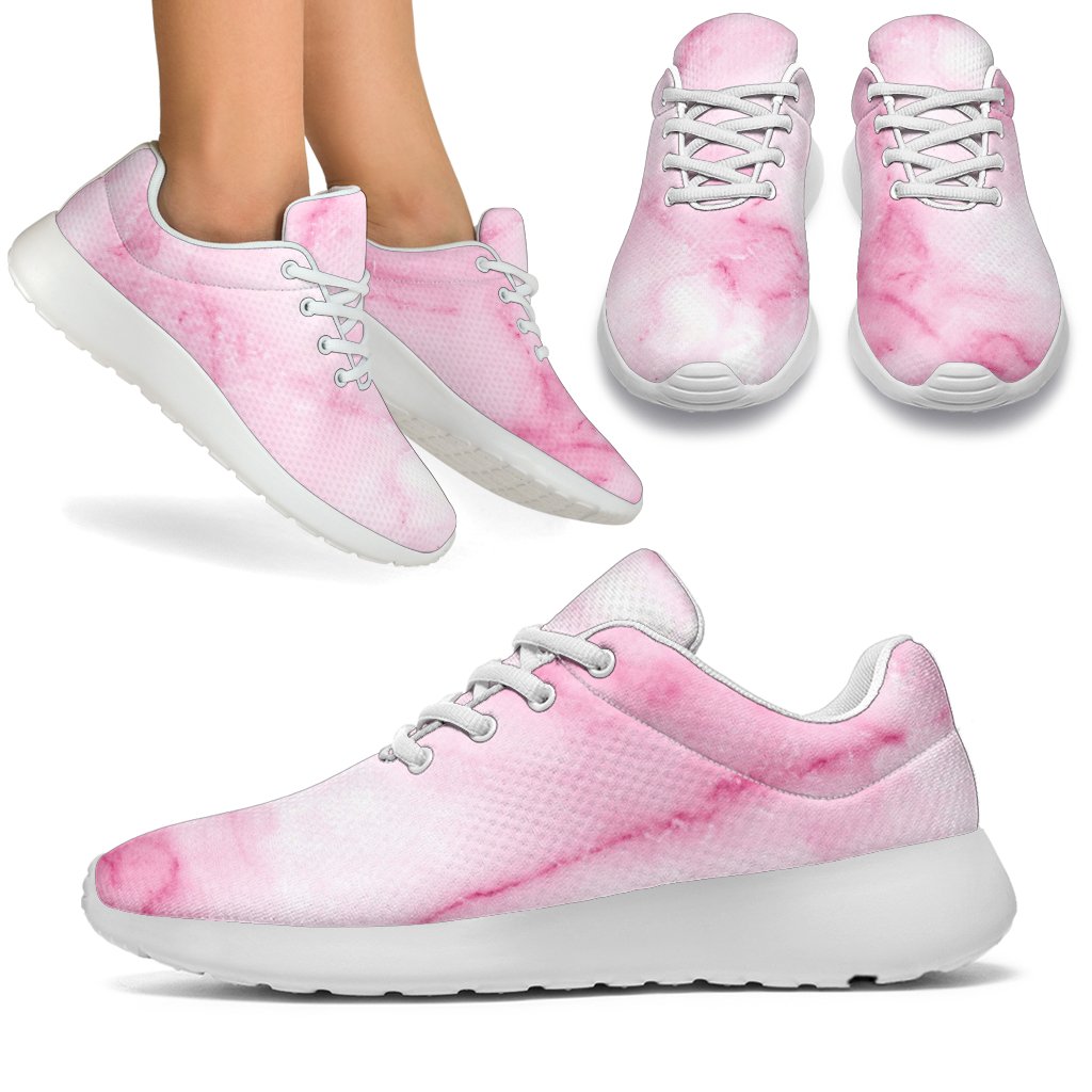 White Pink Marble Print Sport Shoes GearFrost