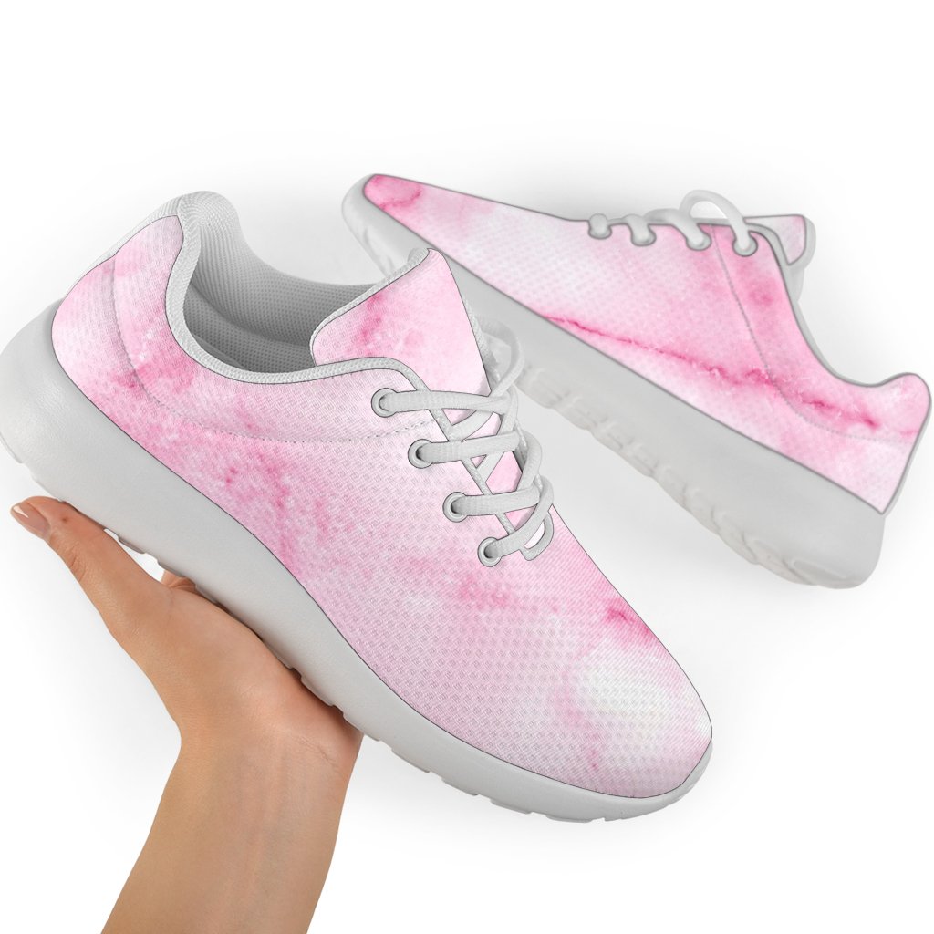 White Pink Marble Print Sport Shoes GearFrost