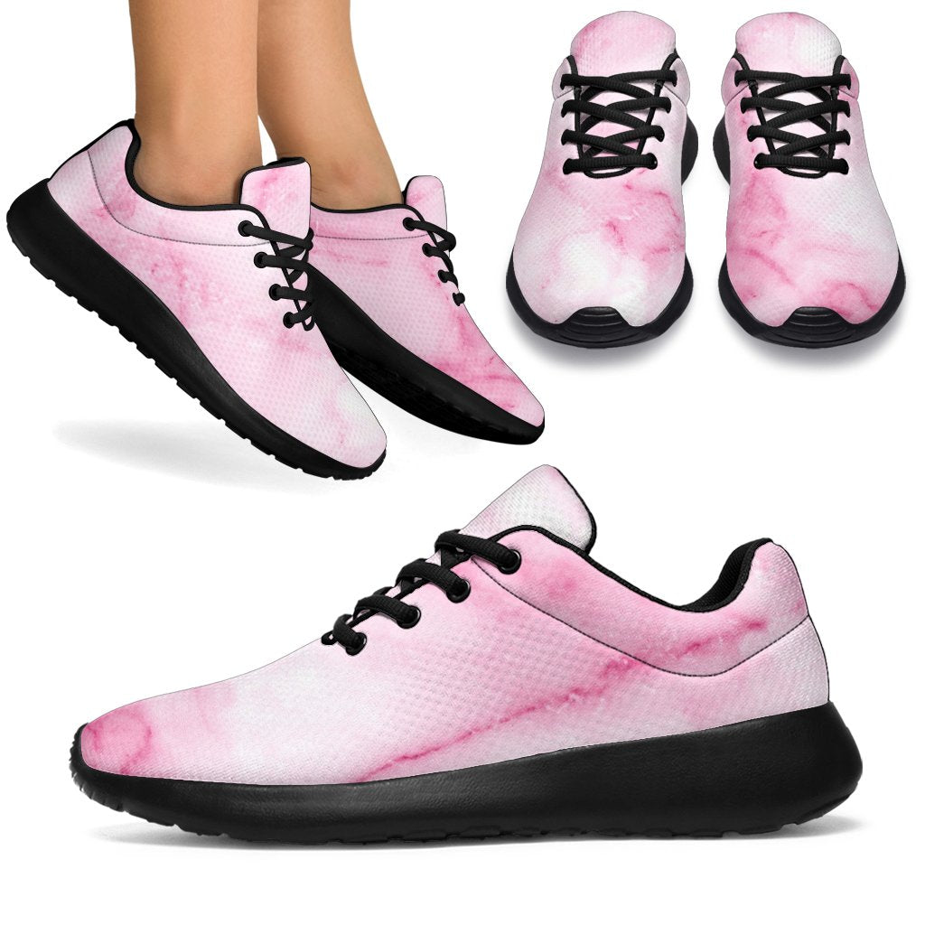 White Pink Marble Print Sport Shoes GearFrost