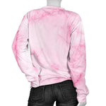 White Pink Marble Print Women's Crewneck Sweatshirt GearFrost