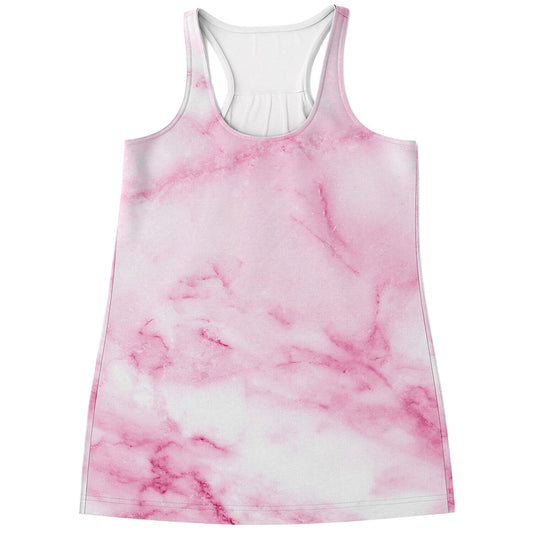 White Pink Marble Print Women's Racerback Tank Top
