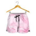 White Pink Marble Print Women's Shorts