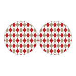 White Red And Beige Argyle Pattern Print Car Coasters