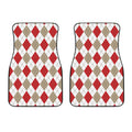 White Red And Beige Argyle Pattern Print Front Car Floor Mats