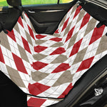 White Red And Beige Argyle Pattern Print Pet Car Back Seat Cover
