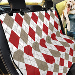 White Red And Beige Argyle Pattern Print Pet Car Back Seat Cover