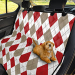 White Red And Beige Argyle Pattern Print Pet Car Back Seat Cover