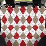 White Red And Beige Argyle Pattern Print Pet Car Back Seat Cover
