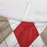 White Red And Beige Argyle Pattern Print Sofa Cover