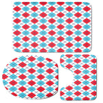 White Red And Blue Argyle Pattern Print 3 Piece Bath Mat Set