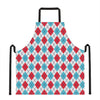 White Red And Blue Argyle Pattern Print Apron