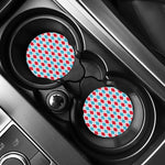 White Red And Blue Argyle Pattern Print Car Coasters