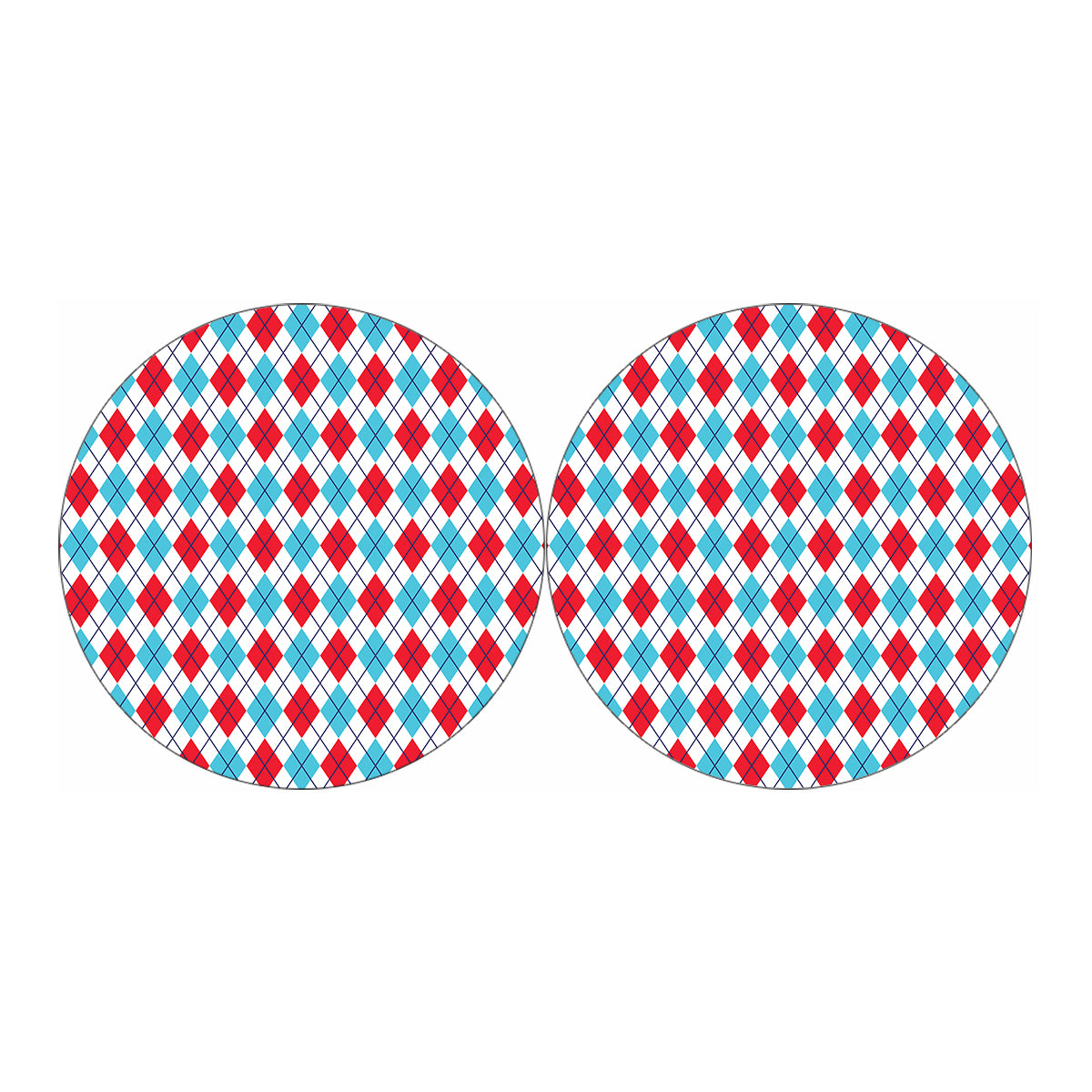 White Red And Blue Argyle Pattern Print Car Coasters