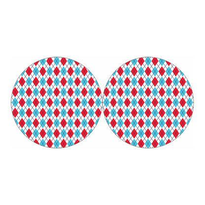 White Red And Blue Argyle Pattern Print Car Coasters