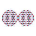 White Red And Blue Argyle Pattern Print Car Coasters