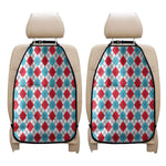 White Red And Blue Argyle Pattern Print Car Seat Organizers