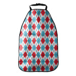 White Red And Blue Argyle Pattern Print Car Seat Organizers