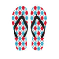 White Red And Blue Argyle Pattern Print Flip Flops