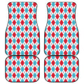 White Red And Blue Argyle Pattern Print Front and Back Car Floor Mats