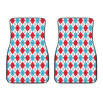 White Red And Blue Argyle Pattern Print Front Car Floor Mats