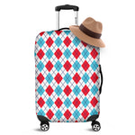 White Red And Blue Argyle Pattern Print Luggage Cover