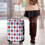 White Red And Blue Argyle Pattern Print Luggage Cover