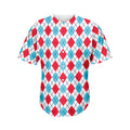 White Red And Blue Argyle Pattern Print Men's Baseball Jersey