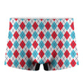 White Red And Blue Argyle Pattern Print Men's Boxer Briefs
