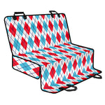 White Red And Blue Argyle Pattern Print Pet Car Back Seat Cover