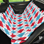 White Red And Blue Argyle Pattern Print Pet Car Back Seat Cover
