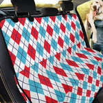 White Red And Blue Argyle Pattern Print Pet Car Back Seat Cover