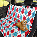 White Red And Blue Argyle Pattern Print Pet Car Back Seat Cover