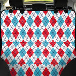 White Red And Blue Argyle Pattern Print Pet Car Back Seat Cover
