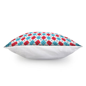 White Red And Blue Argyle Pattern Print Pillow Cover