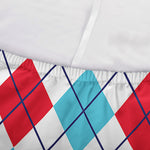 White Red And Blue Argyle Pattern Print Sofa Cover