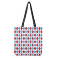 White Red And Blue Argyle Pattern Print Tote Bag