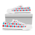 White Red And Blue Argyle Pattern Print White Low Top Sneakers