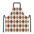 White Red And Green Argyle Pattern Print Apron