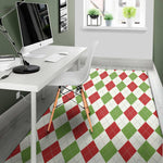 White Red And Green Argyle Pattern Print Area Rug